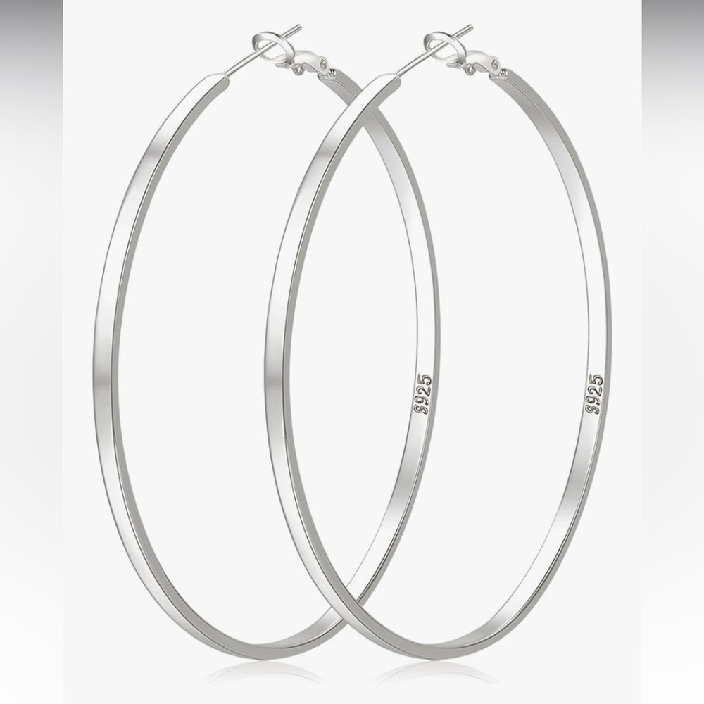 70mm Sterling Silver Large Hoop Earrings